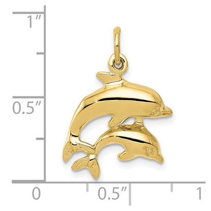 10k Two Dolphins Charm