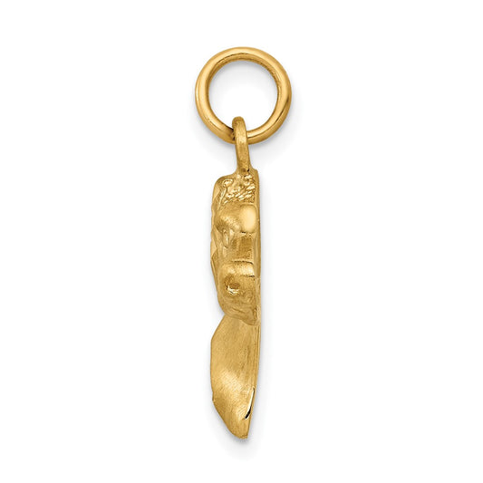 10k Satin Diamond-cut Dog Head Charm