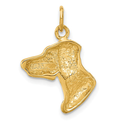 10k Satin Diamond-cut Dog Head Charm