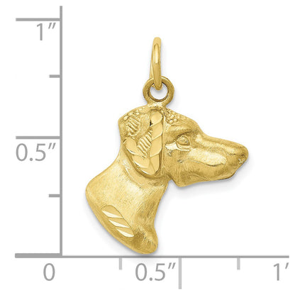 10k Satin Diamond-cut Dog Head Charm