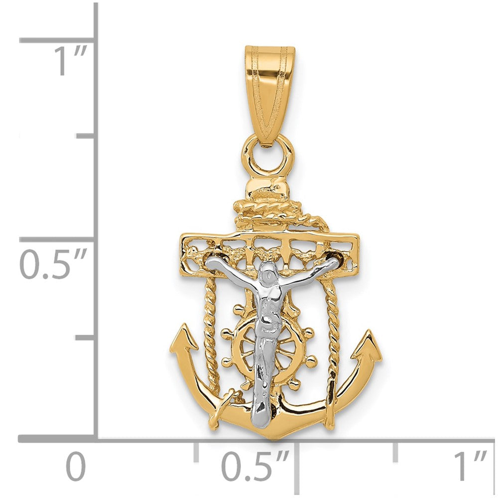 10k Two-tone Mariners Cross Pendant