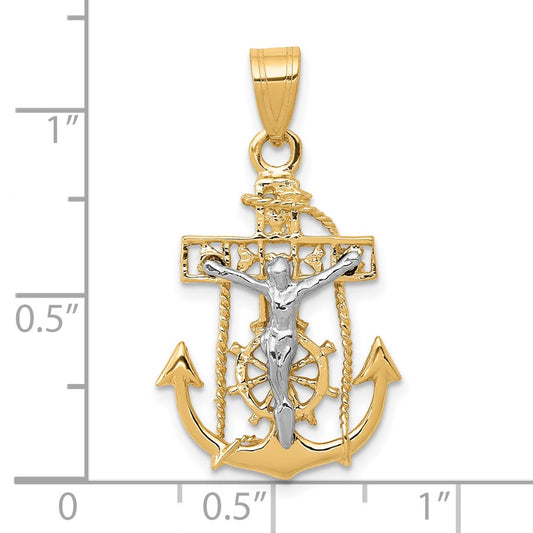 10k Two-tone Mariners Crucifix Pendant