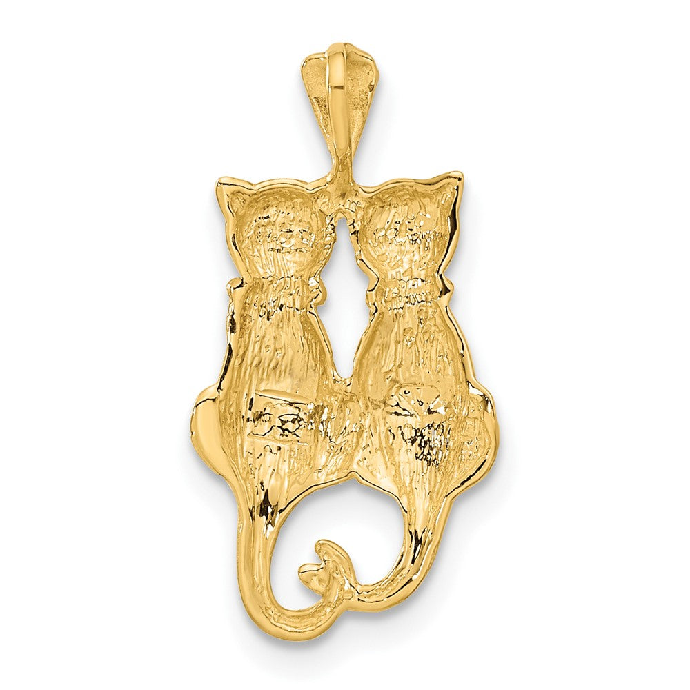 10k Satin and Polished Cats Pendant