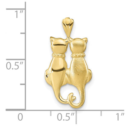 10k Satin and Polished Cats Pendant