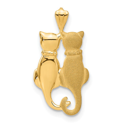 10k Satin and Polished Cats Pendant