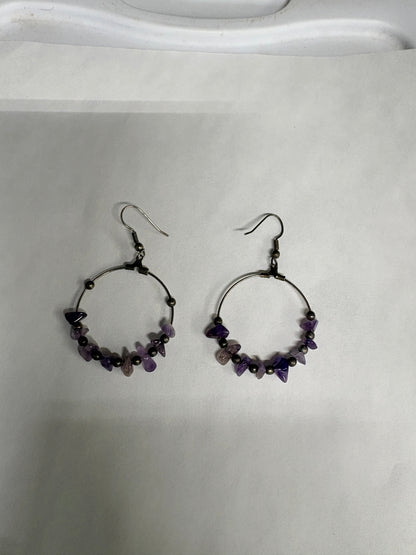 Amethyst hoop drops