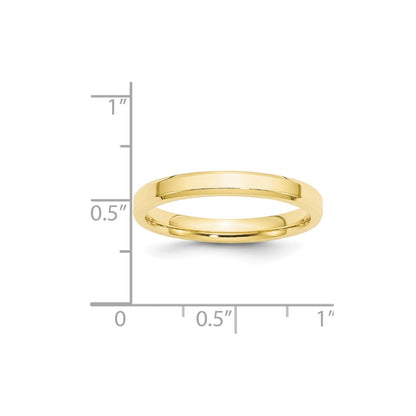 10k Yellow Gold 3mm Beveled Edge Comfort Fit Wedding Band Size 12