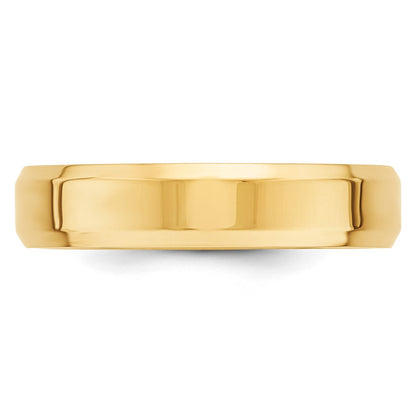 10k Yellow Gold 5mm Beveled Edge Comfort Fit Wedding Band Size 12