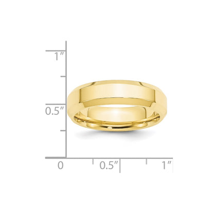 10k Yellow Gold 6mm Beveled Edge Comfort Fit Wedding Band Size 13.5