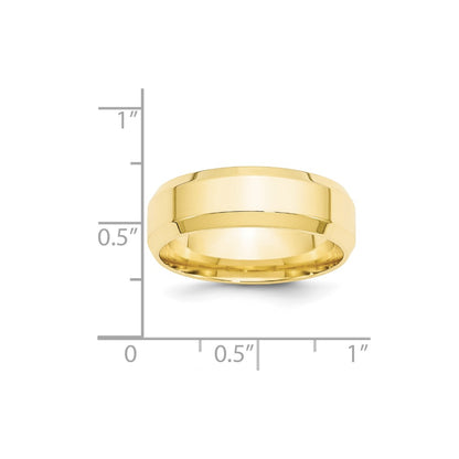 10k Yellow Gold 7mm Beveled Edge Comfort Fit Wedding Band Size 11