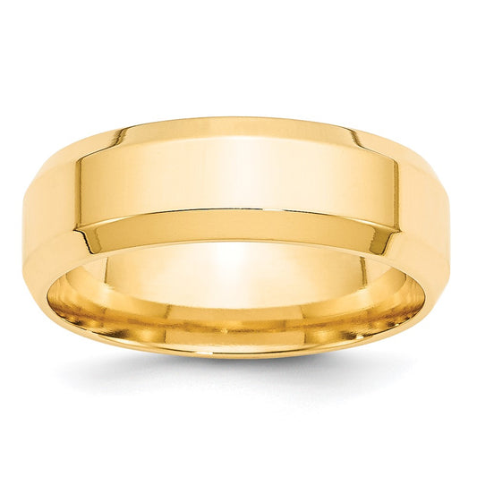 10k Yellow Gold 7mm Beveled Edge Comfort Fit Wedding Band Size 12.5