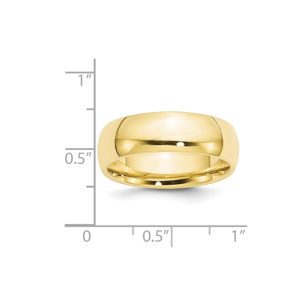 10k Yellow Gold 7mm Standard Weight Comfort Fit Wedding Band Size 11.5