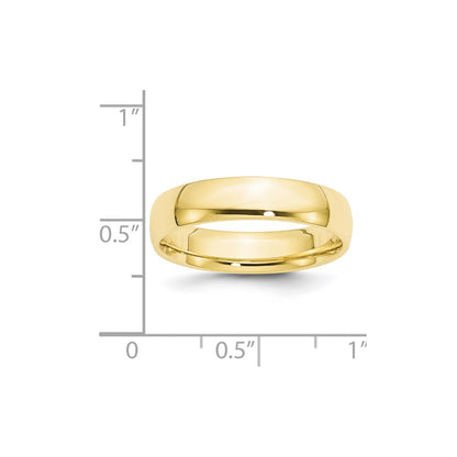 10k Yellow Gold 5mm Lightweight Comfort Fit Wedding Band Size 13