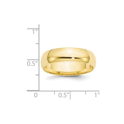 10k Yellow Gold 6mm Lightweight Comfort Fit Wedding Band Size 9