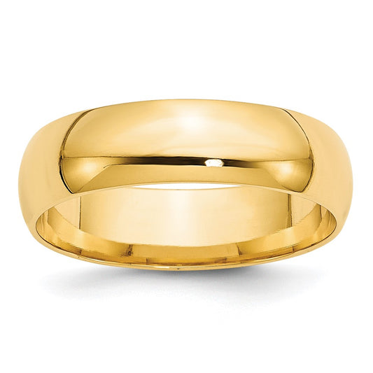 10k Yellow Gold 6mm Lightweight Comfort Fit Wedding Band Size 9.5