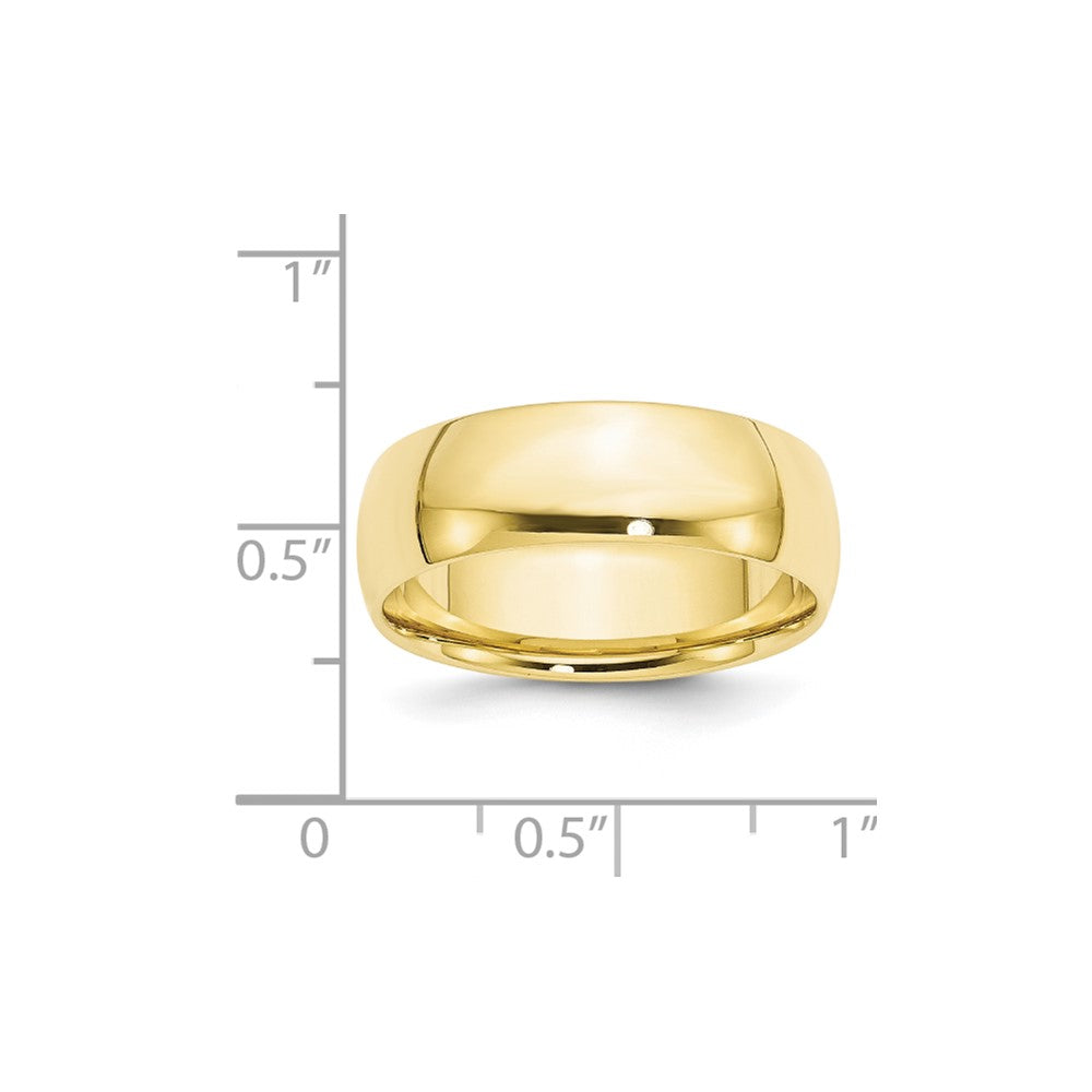 10k Yellow Gold 7mm Lightweight Comfort Fit Wedding Band Size 10