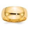 10k Yellow Gold 8mm Lightweight Comfort Fit Wedding Band Size 6