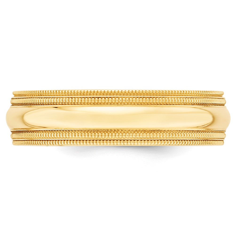 10k Yellow Gold 6mm Double Milgrain Comfort Fit Wedding Band Size 9