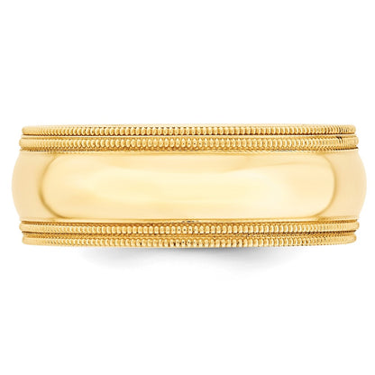 10k Yellow Gold 8mm Double Milgrain Comfort Fit Wedding Band Size 13
