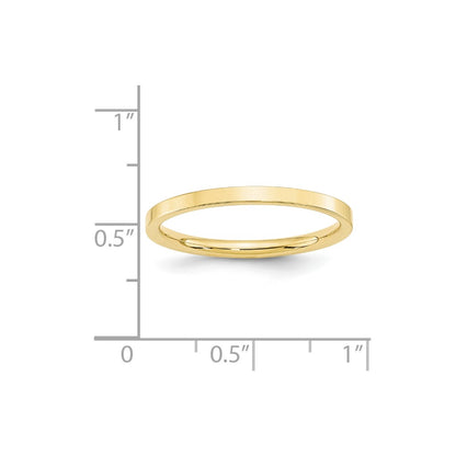 10k Yellow Gold 2mm Standard Weight Flat Comfort Fit Wedding Band Size 13