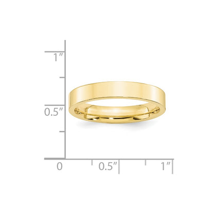 10k Yellow Gold 4mm Standard Weight Flat Comfort Fit Wedding Band Size 8.5
