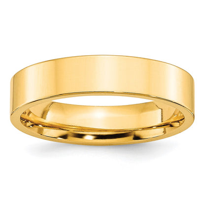 10k Yellow Gold 5mm Standard Weight Flat Comfort Fit Wedding Band Size 11.5