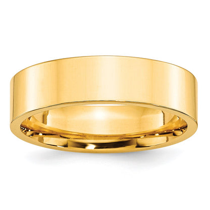 10k Yellow Gold 6mm Standard Weight Flat Comfort Fit Wedding Band Size 11.5