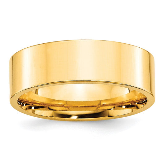 10k Yellow Gold 7mm Standard Weight Flat Comfort Fit Wedding Band Size 8.5