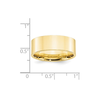 10k Yellow Gold 8mm Standard Weight Flat Comfort Fit Wedding Band Size 13
