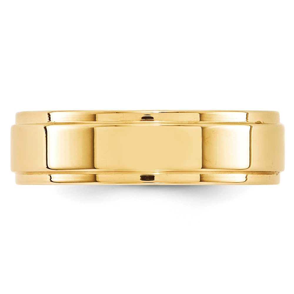 10k Yellow Gold 6mm Flat with Step Edge Wedding Band Size 6