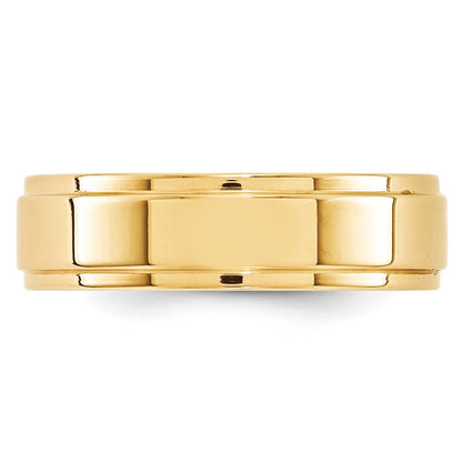 10k Yellow Gold 6mm Flat with Step Edge Wedding Band Size 10.5