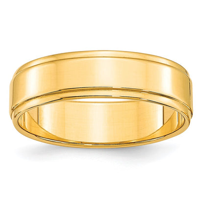 10k Yellow Gold 6mm Flat with Step Edge Wedding Band Size 9.5