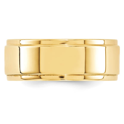 10k Yellow Gold 8mm Flat with Step Edge Wedding Band Size 11