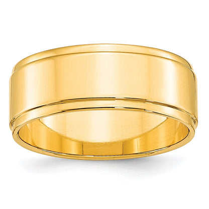 10k Yellow Gold 8mm Flat with Step Edge Wedding Band Size 6.5