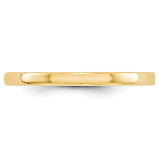 10k Yellow Gold 2mm Lightweight Flat Wedding Band Size 6.5