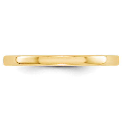 10k Yellow Gold 2mm Lightweight Flat Wedding Band Size 8.5