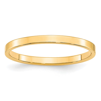 10k Yellow Gold 2mm Lightweight Flat Wedding Band Size 6.5
