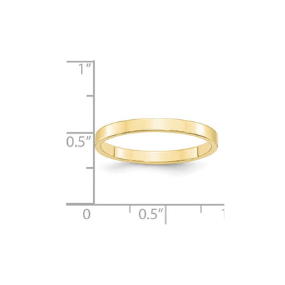 10k Yellow Gold 2.5mm Lightweight Flat Wedding Band Size 6