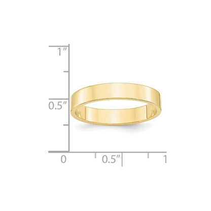 10k Yellow Gold 4mm Lightweight Flat Wedding Band Size 7