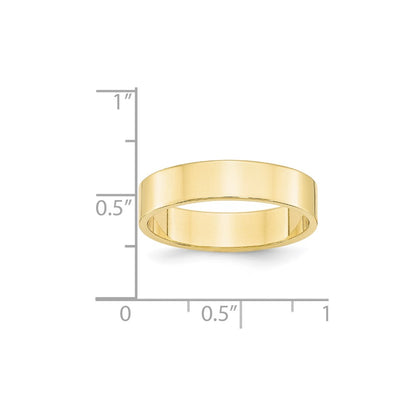 10k Yellow Gold 5mm Lightweight Flat Wedding Band Size 5