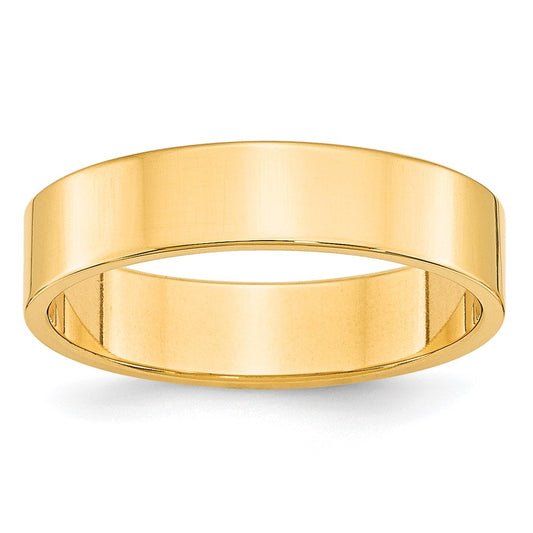 10k Yellow Gold 5mm Lightweight Flat Wedding Band Size 5