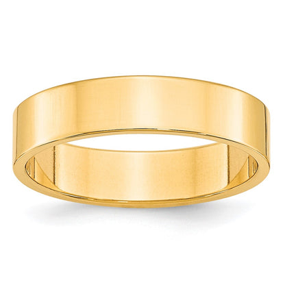 10k Yellow Gold 5mm Lightweight Flat Wedding Band Size 6.5