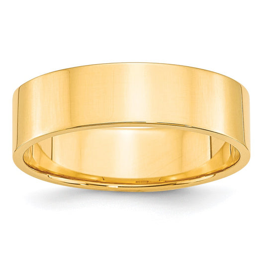 10k Yellow Gold 6mm Lightweight Flat Wedding Band Size 10.5
