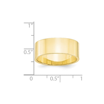 10k Yellow Gold 8mm Lightweight Flat Wedding Band Size 9