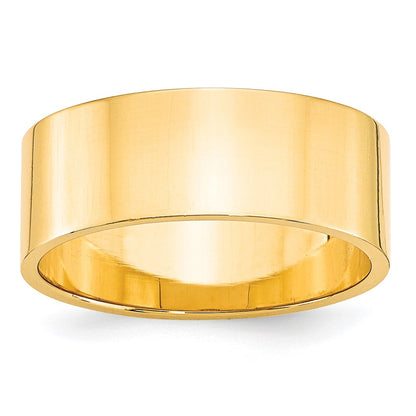 10k Yellow Gold 8mm Lightweight Flat Wedding Band Size 9.5