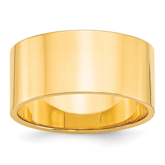 10k Yellow Gold 10mm Lightweight Flat Wedding Band Size 10.5