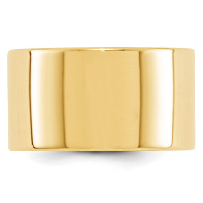 10k Yellow Gold 12mm Lightweight Flat Wedding Band Size 8