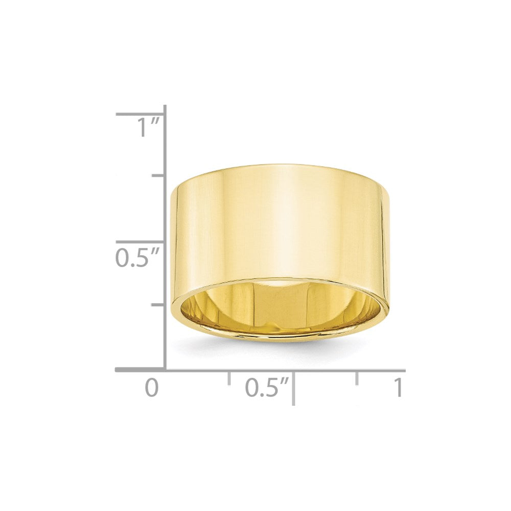 10k Yellow Gold 12mm Lightweight Flat Wedding Band Size 8