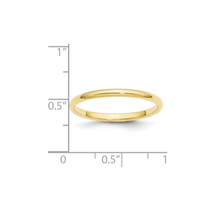 10k Yellow Gold 2mm Half Round Wedding Band Size 12