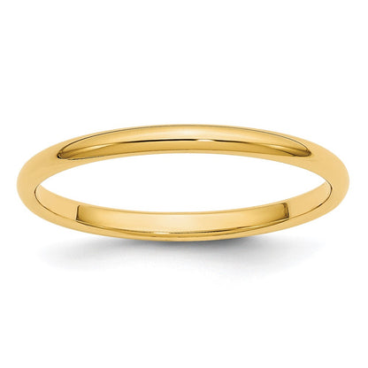10k Yellow Gold 2mm Half Round Wedding Band Size 5.5